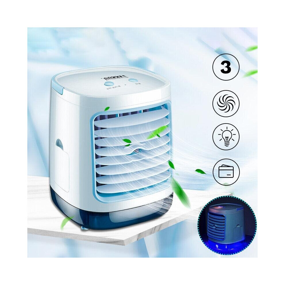 (Rectangle) 3 Gears LED Mini Air Conditioner Humidifier Fan Portable Cooling Air Cooler