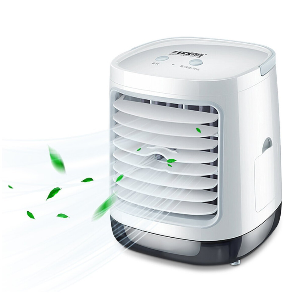 (Round, Upgrade) 3 Gear LED Mini Air Conditioner Fan Rechargeable Cooling Misting Desk Fan Home Office Bedroom Travel