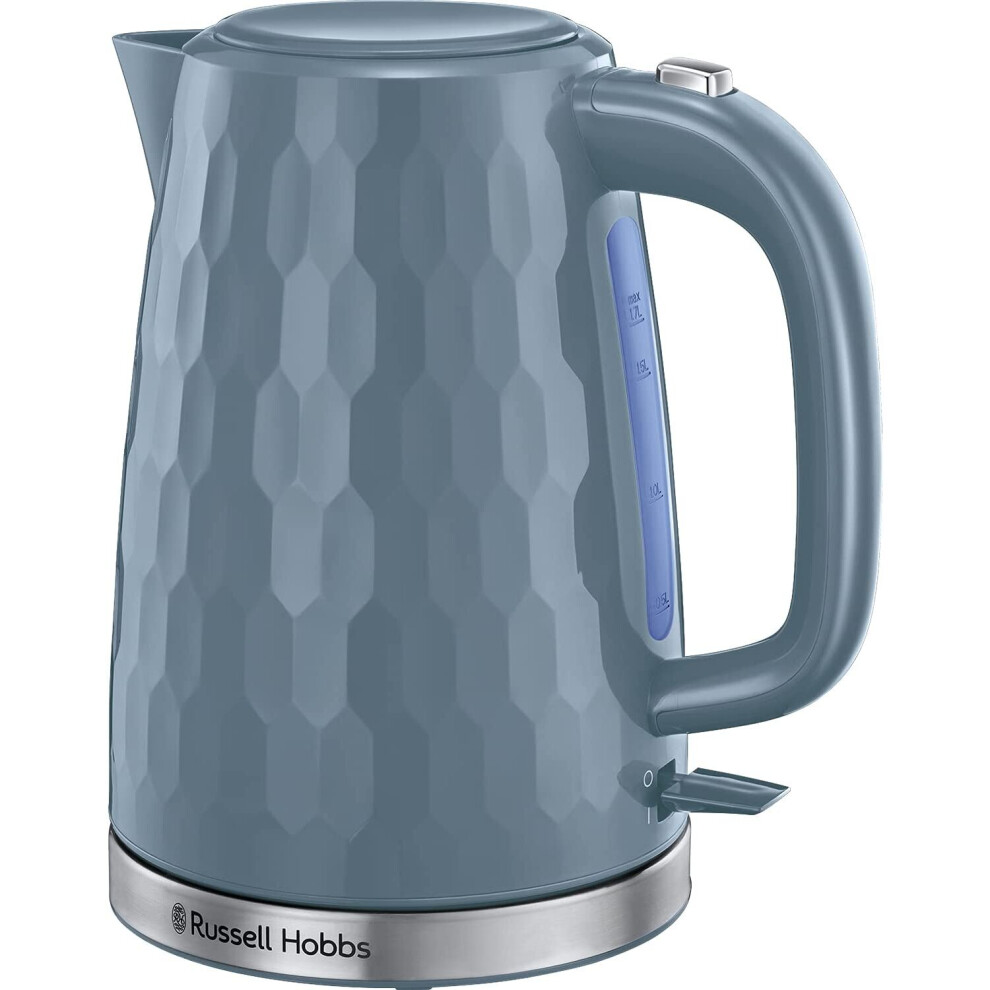 Russell Hobbs 26053 Cordless Electric Kettle - Contemporary Honeycomb Design with Fast Boil, Boil Dry Protection, 1.7 Litre, 3000 W, Grey - UK  Stock
