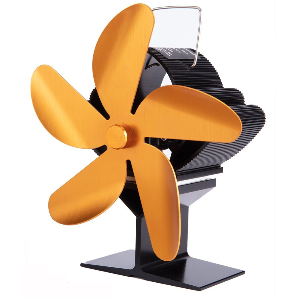 Photos - Fireplace Accessory GreenZech  1350RPM Silent 25dB 5 Leaves Stove Fan Heat Powered Energy Saving Fireplace Fan (Gold)