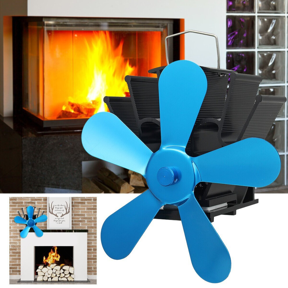 (Black) 5 Blades Super Quiet Heat Powered Stove Fan Saving Wall Mounted Fireplace Ecofan