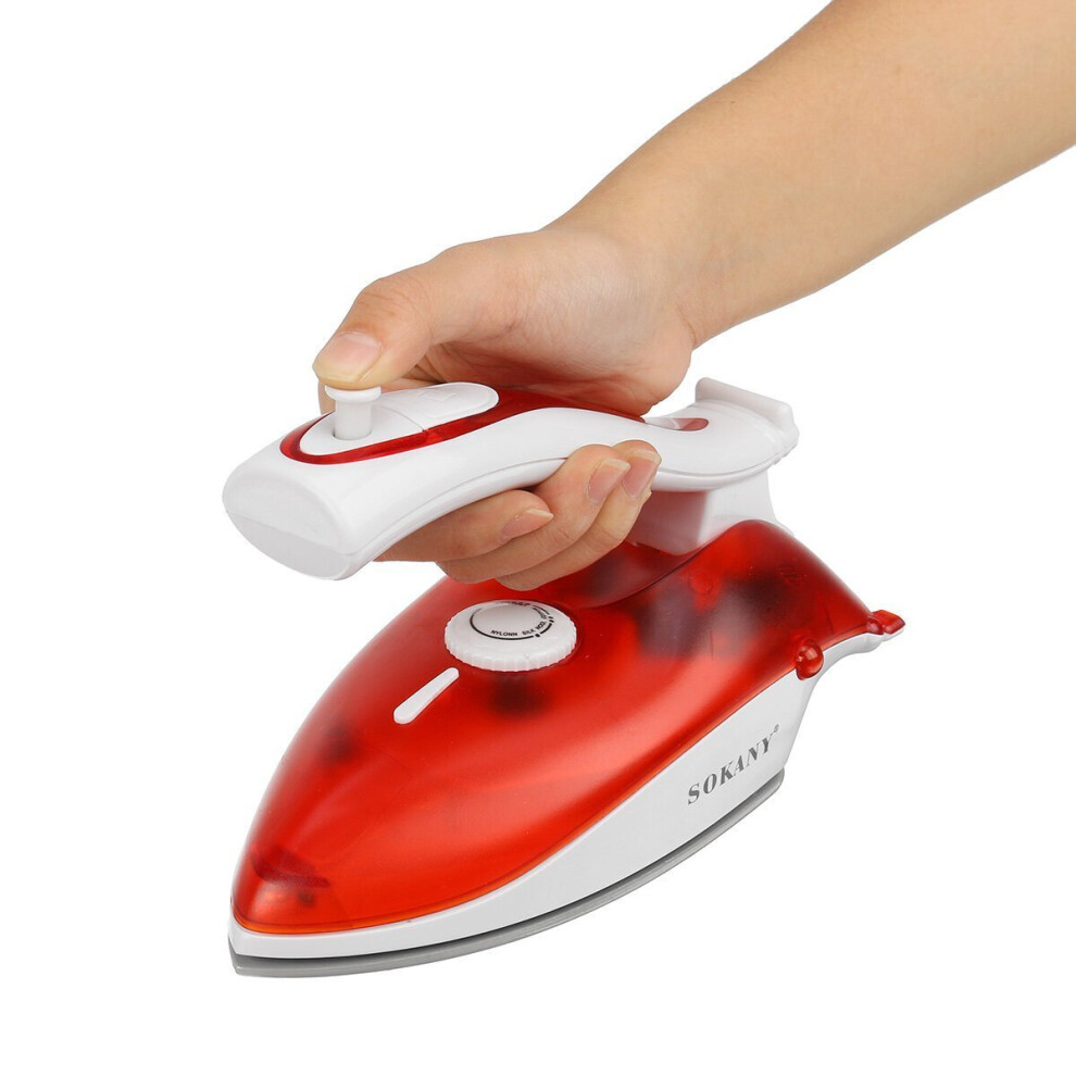 (Red) Electric Handheld Spray Steam Iron 1000W Clothes Ironing Steamer Ceramic Garment
