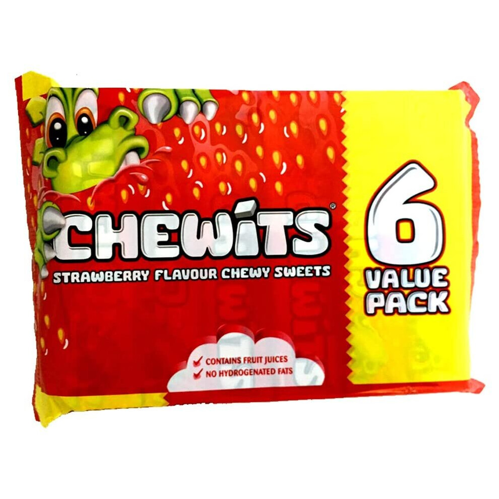 6 Packs of CHEWITS Strawberry Flavour Chewy Sweets