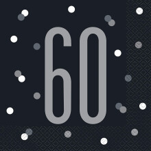 Unique Party 83548 Black Polka Dots 60th Birthday Luncheon Napkins Disposable | 16 Pcs, Age 60