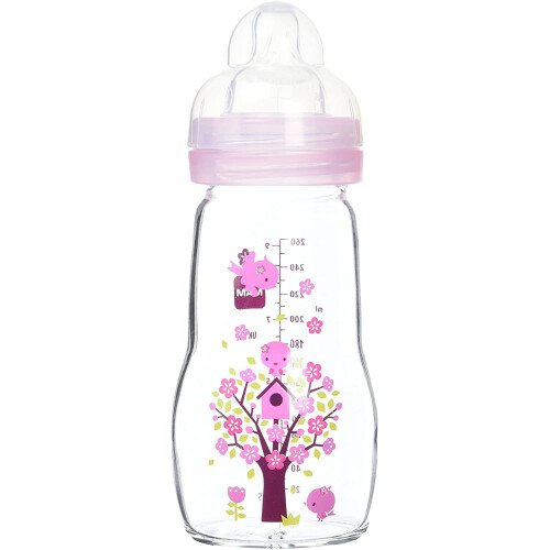 MAM MAM Glasflasche - Sauger Stufe 2 Mittel - Rosa