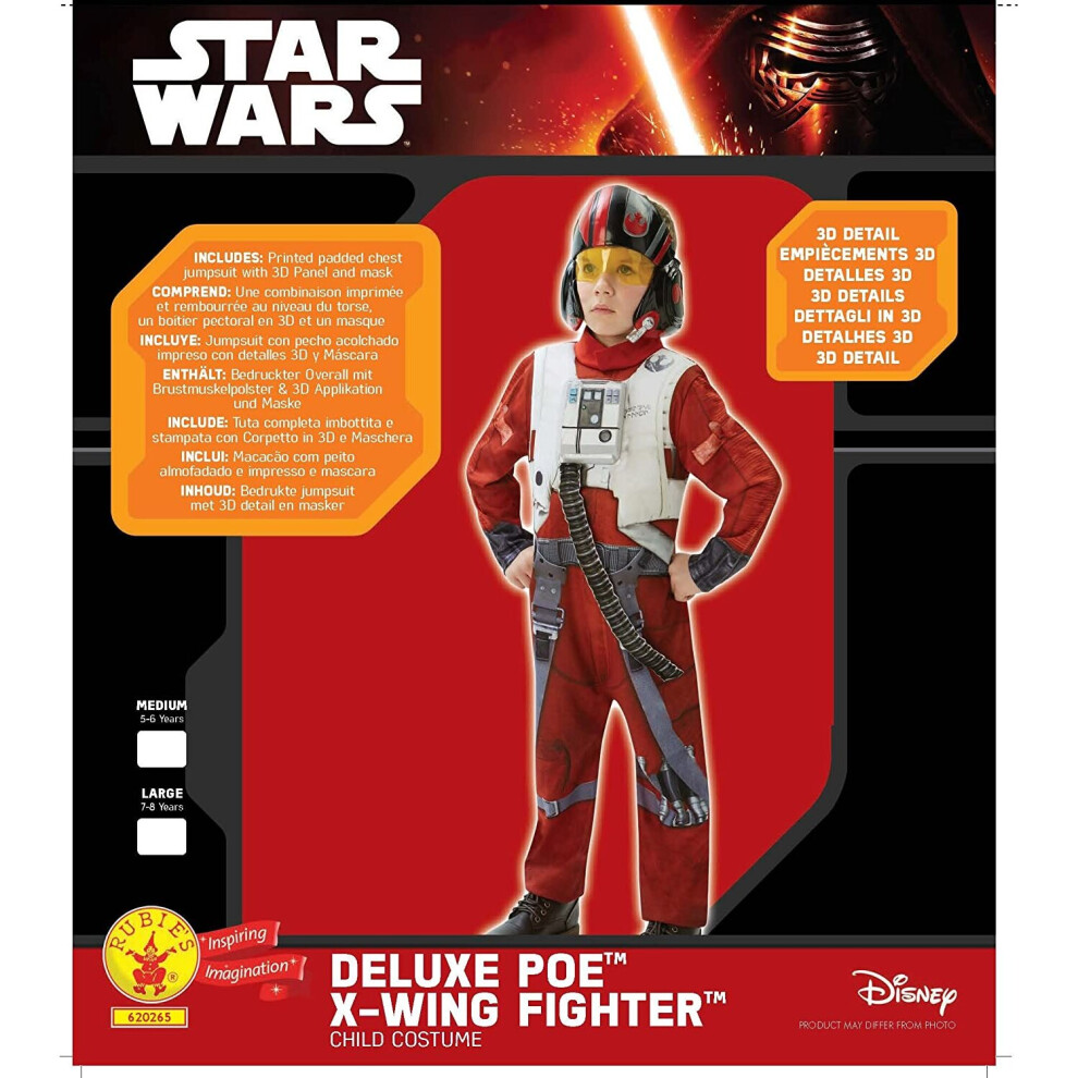 Rubies Rubie's Official Child's Star Wars Poe (X-Wing Fighter) Deluxe Costume - Medium Not,Specified
