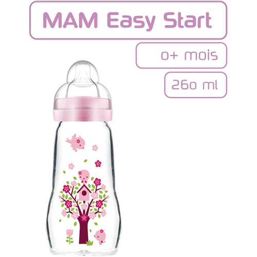 MAM MAM Glasflasche - Sauger Stufe 2 Mittel - Rosa 2