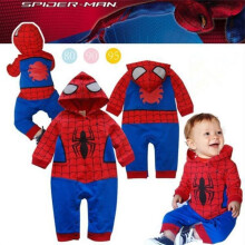 (Spiderman, 95cm) Spiderman Batman Superhero Baby Jumpsuit Short Sleeve Cape Toddler Bodysuit
