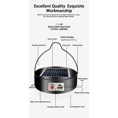 Ranpo LED 100W Solar Light Bulb Solar+USB Charging 1