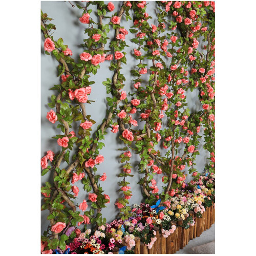 (Red rose) Rose Artificial Flowers Hanging vine Flowers String Wedding 2
