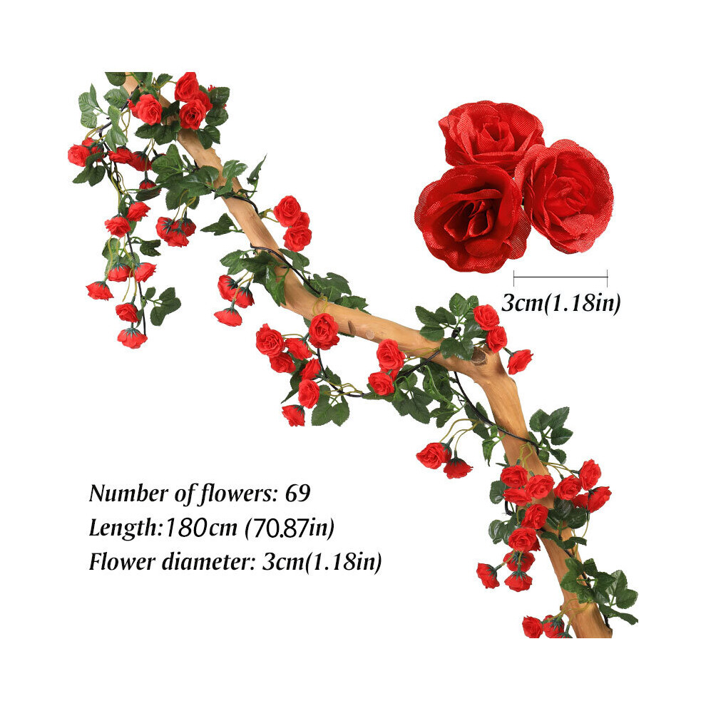 (Red rose) Rose Artificial Flowers Hanging vine Flowers String Wedding