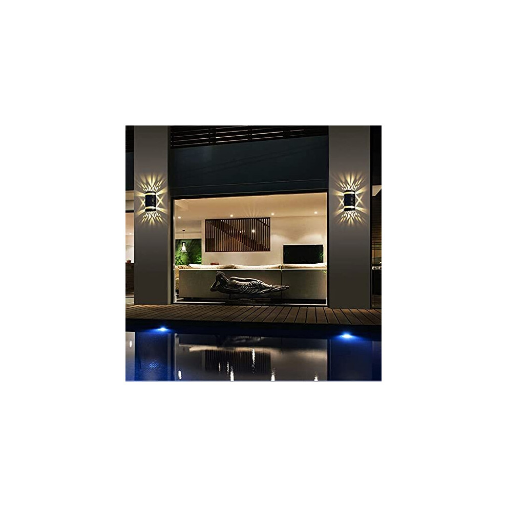 (2PC Warm) Solar  Hollow Pattern Wall Lights Outdoor