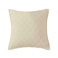 (Beige , Filled Cushion 17" x 17") Luxury Quilted 3PC INSP Bedspread/Thrw