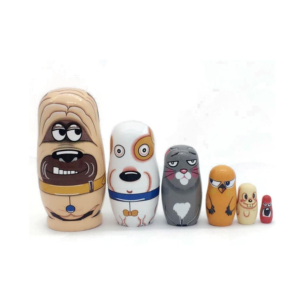 6 Pcs Wooden Russian Nesting Doll Handmade Matryoshka Hand Painted Kids Toy