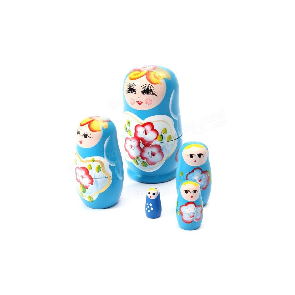 () Lovely Russian Nesting Matryoshka 5-Piece Wooden Doll Set