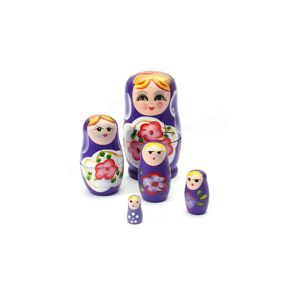 () Lovely Russian Nesting Matryoshka 5-Piece Wooden Doll Set