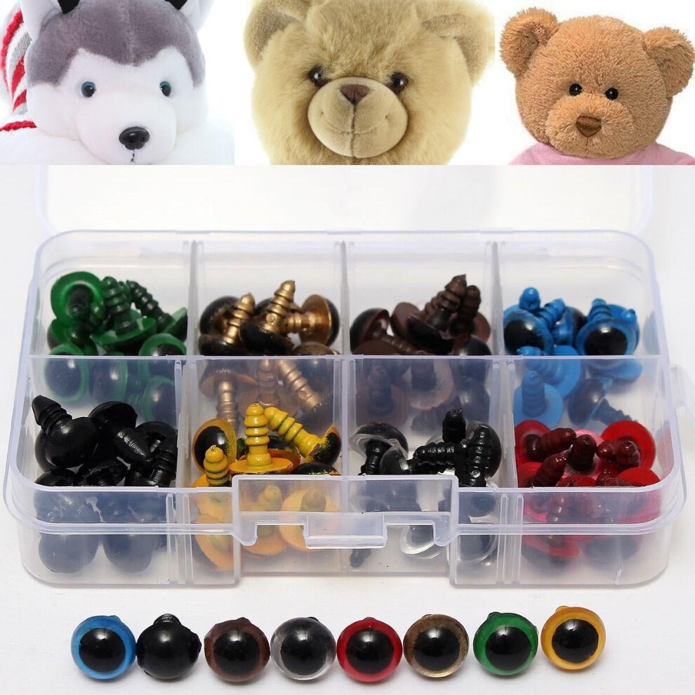 80Pcs 12mm Craft Plastic Colorful Safety Eyes for Teddy Bear Dolls Toy DIY Making Doll Accessories