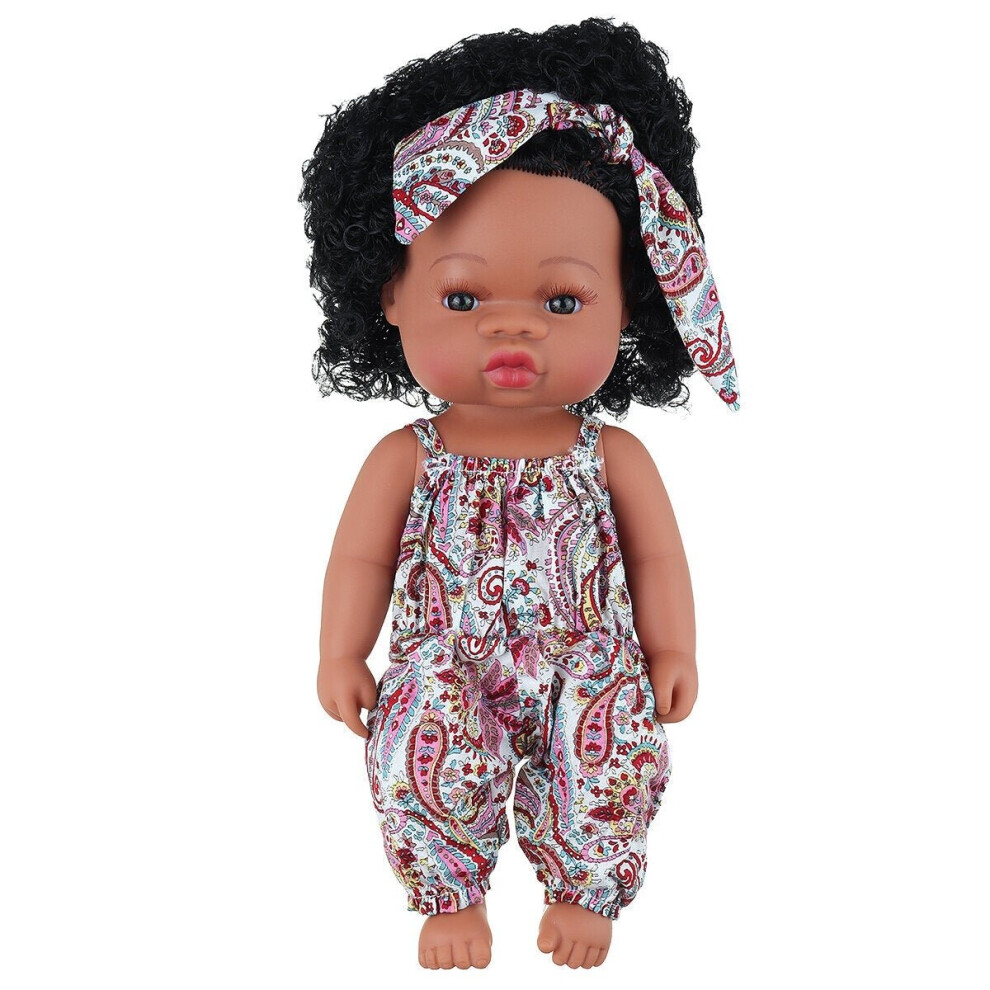 () Black Baby Dolls Soft Silicone Vinyl Play Toy Infant Reborn Handmade Doll Lifelike Newborn Gift