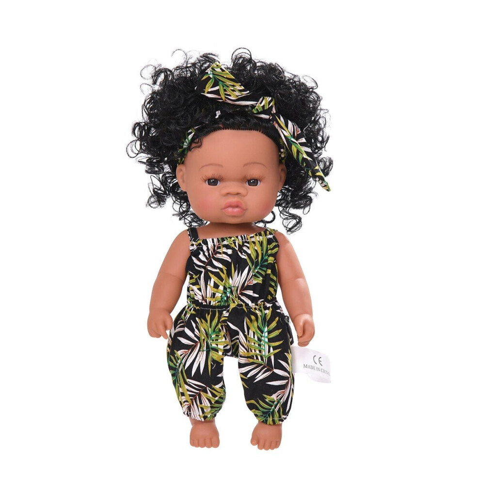 () Black Baby Dolls Soft Silicone Vinyl Play Toy Infant Reborn Handmade Doll Lifelike Newborn Gift