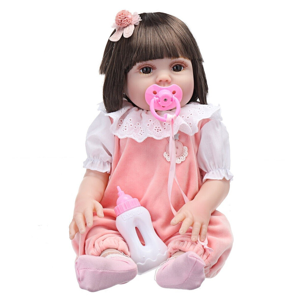 53CM Soft Silicone Vinyl Handmade Lifelike Realistic Drink Water Washable Limbs and Head Rotatable Newborn Reborn Baby Girl Doll Toy