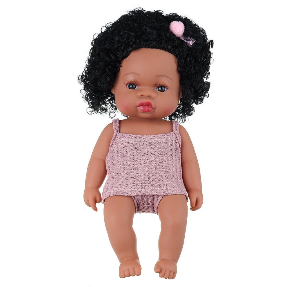 () Black Baby Dolls Soft Silicone Vinyl Play Toy Infant Reborn Handmade Doll Lifelike Newborn Gift