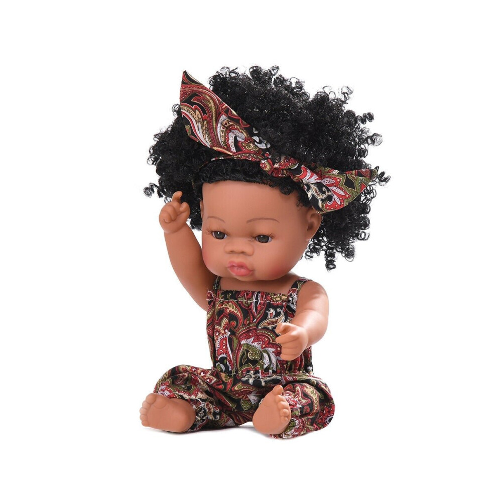 () Black Baby Dolls Soft Silicone Vinyl Play Toy Infant Reborn Handmade Doll Lifelike Newborn Gift