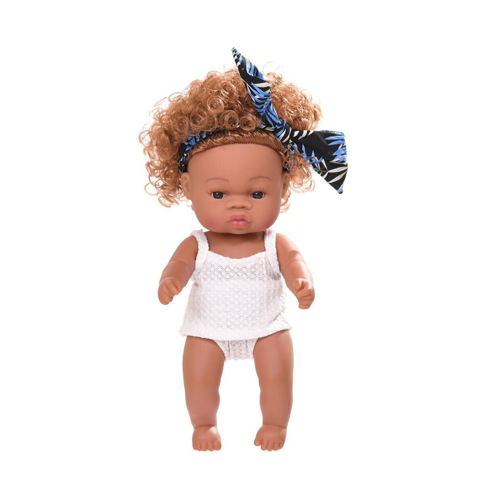 () Black Baby Dolls Soft Silicone Vinyl Play Toy Infant Reborn Handmade Doll Lifelike Newborn Gift