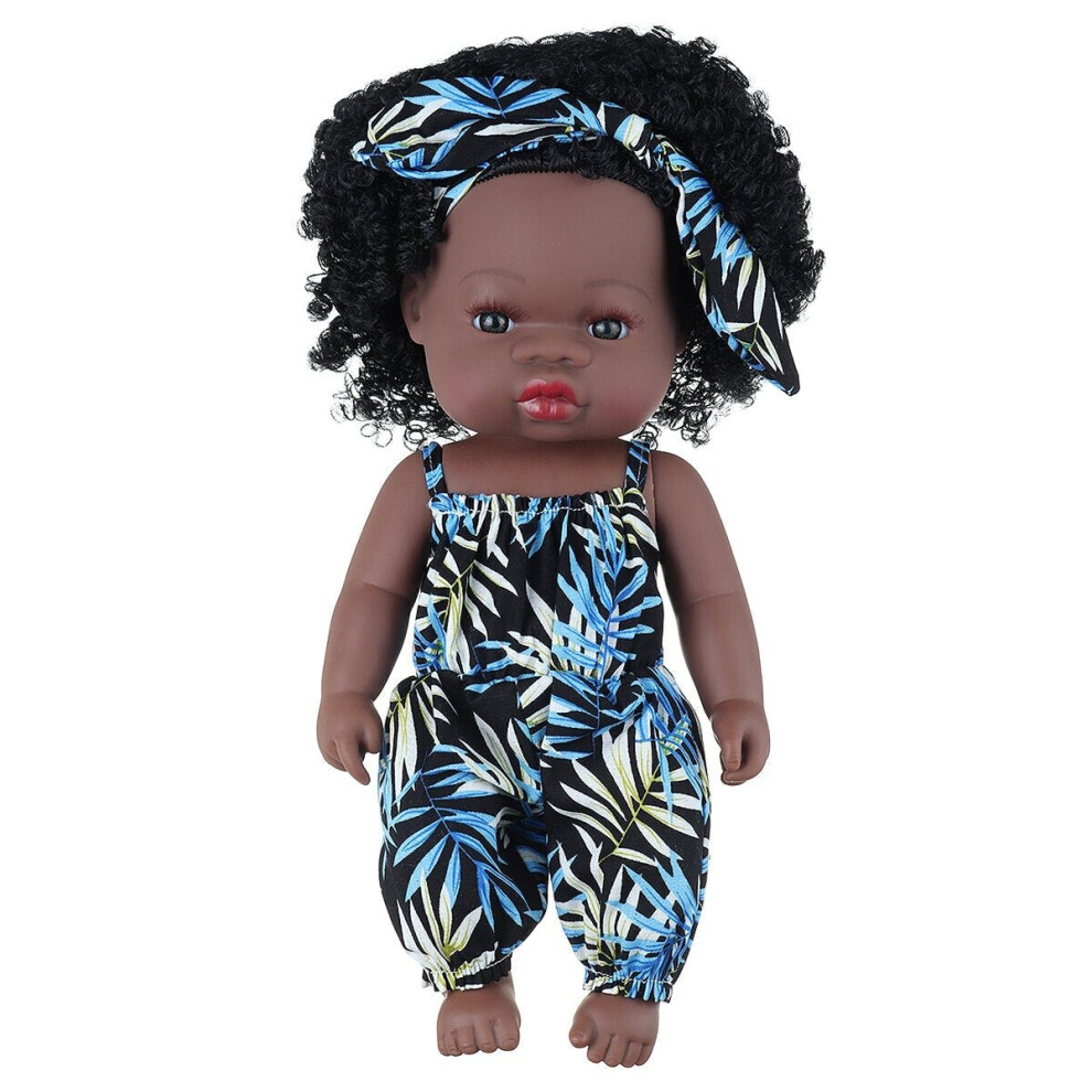 () Black Baby Dolls Soft Silicone Vinyl Play Toy Infant Reborn Handmade Doll Lifelike Newborn Gift