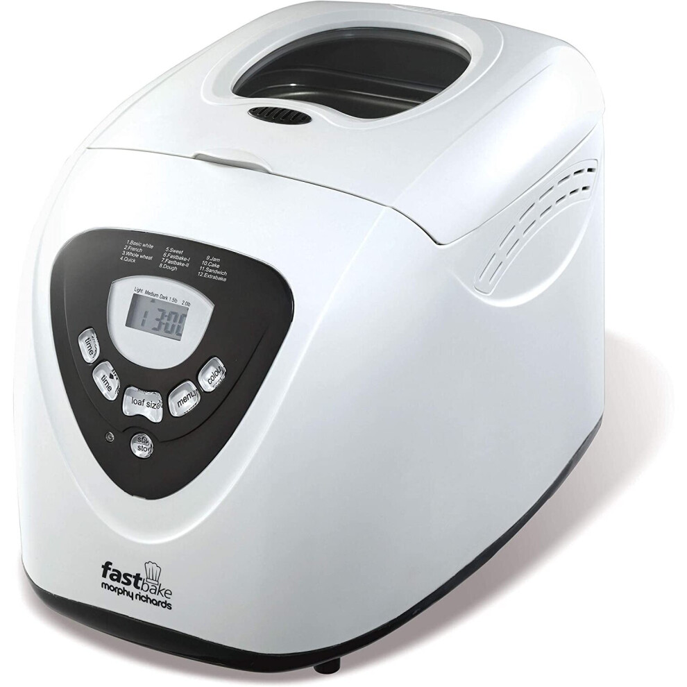 Morphy Richards 48281 Fastbake Breadmaker 2 Loaf Sizes, Gluten Free, Cool Touch, Ecru,600 W