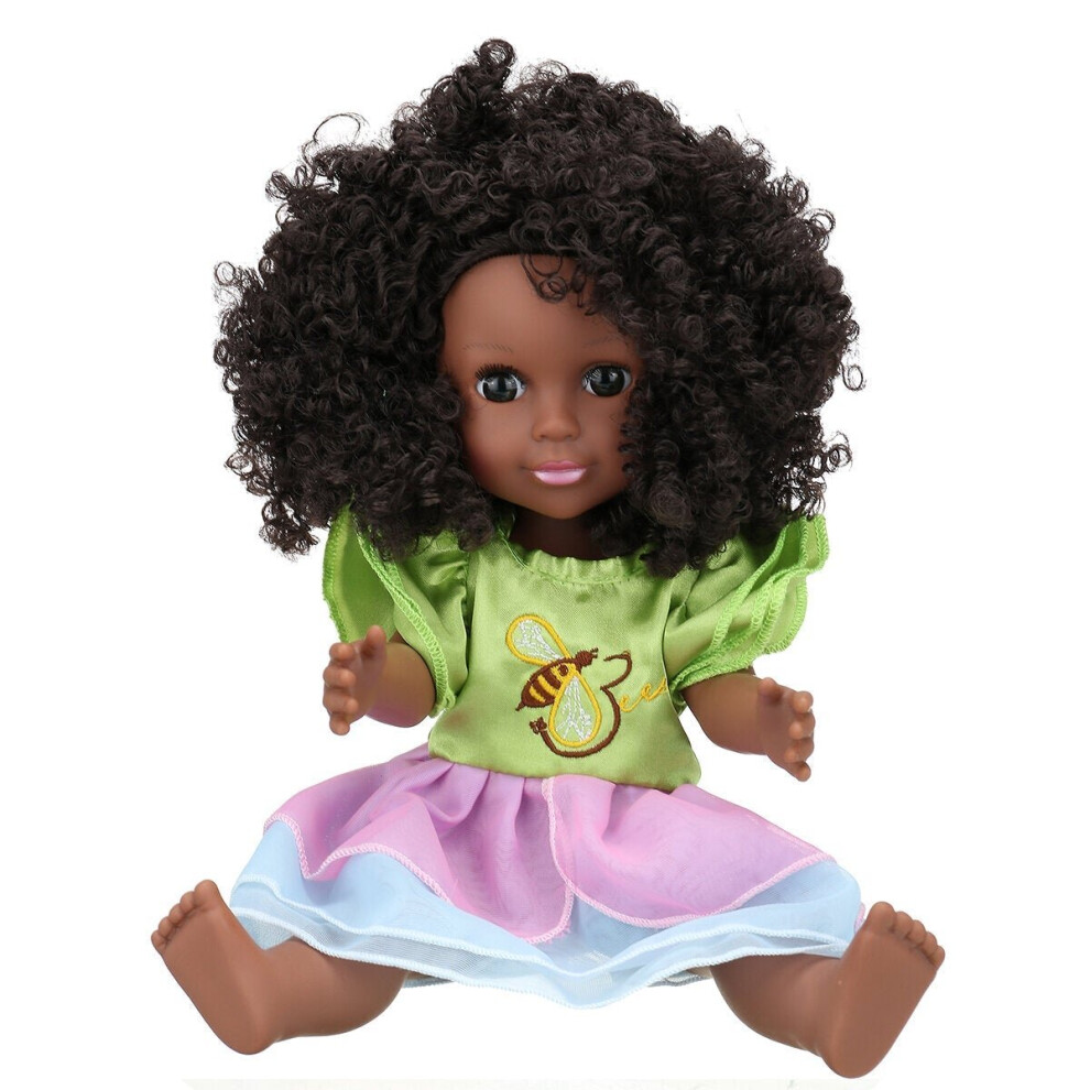 () 35CM Simulation Vinyl African Black Lifelike Realistic Reborn Baby Doll Toy with Clothes for Kids Birthday Christmas Gift