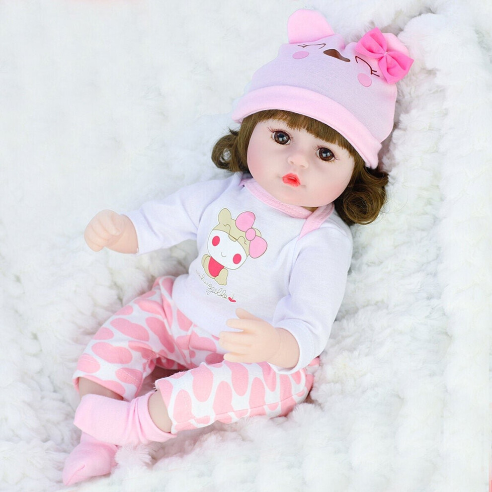 () 42CM Soft Silicone Vinyl Acrylic Eye Rotatable Limbs Cute Lifelike Realistic Reborn Baby Doll Toy for Kids Gift