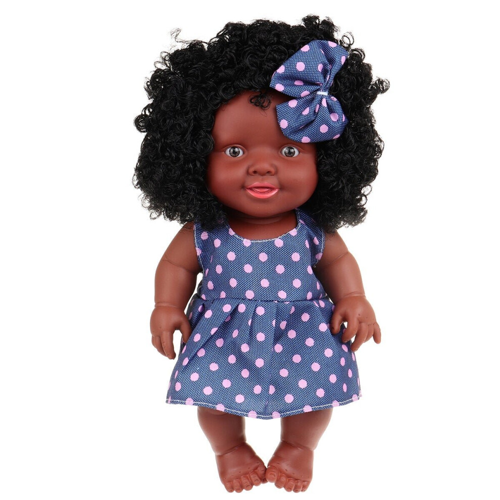 () 25CM Cute Soft Silicone Joint Movable Lifelike Realistic African Black Reborn Baby Doll for Kids Gift