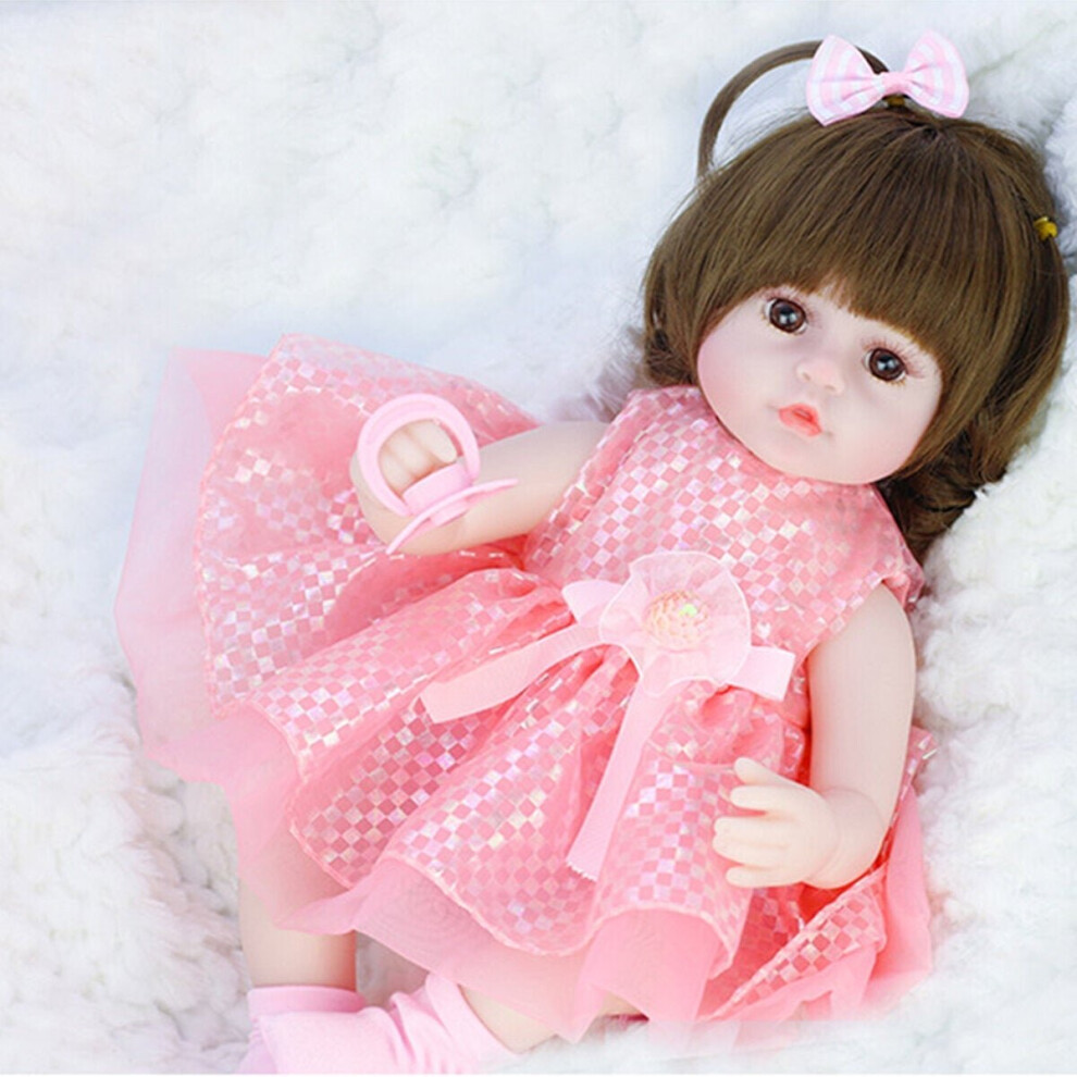 () 42CM Soft Silicone Vinyl Acrylic Eye Rotatable Limbs Cute Lifelike Realistic Reborn Baby Doll Toy for Kids Gift