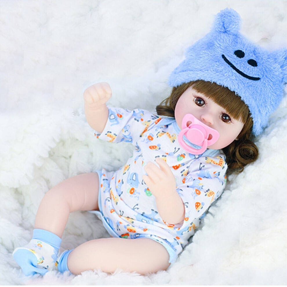 () 42CM Soft Silicone Vinyl Acrylic Eye Rotatable Limbs Cute Lifelike Realistic Reborn Baby Doll Toy for Kids Gift