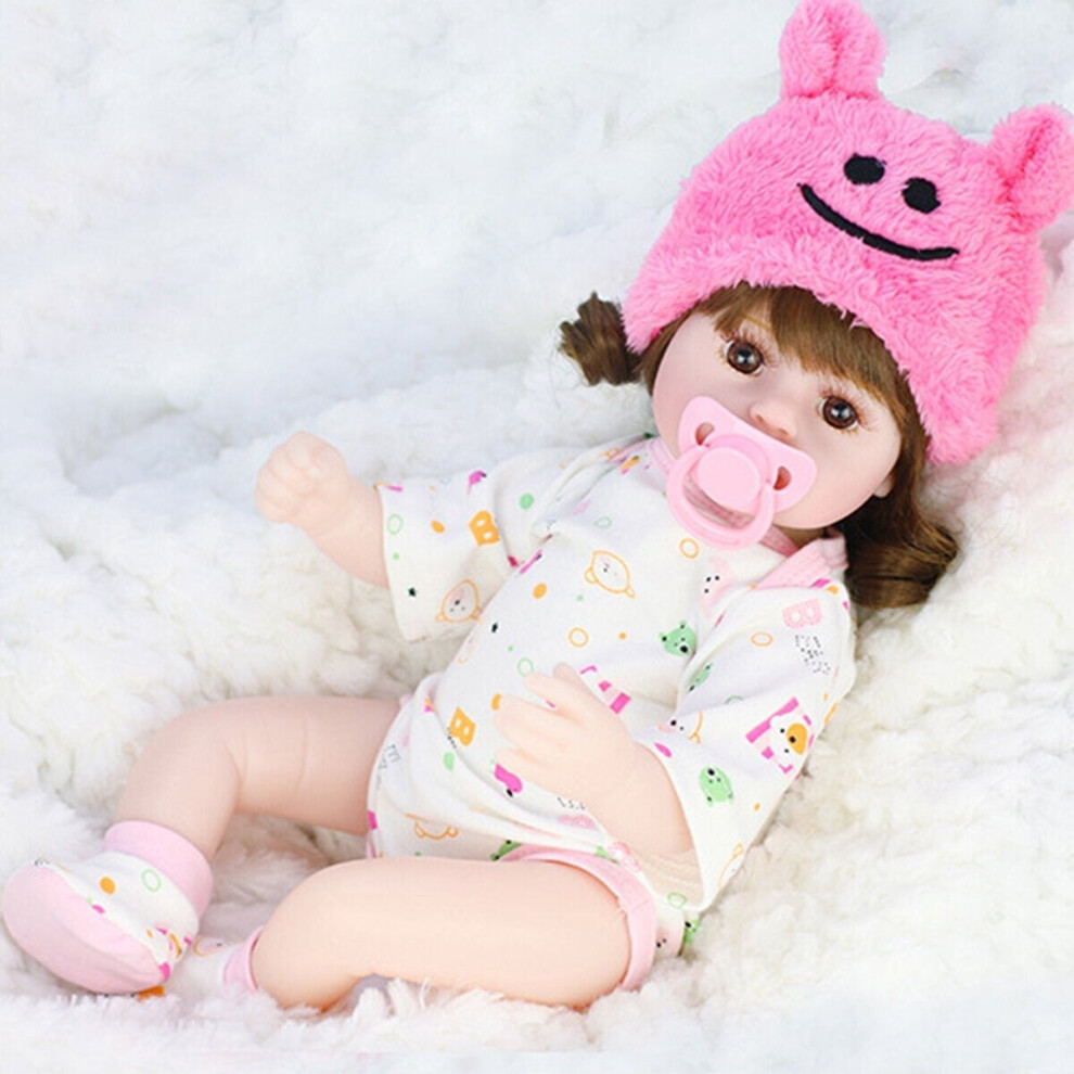 () 42CM Soft Silicone Vinyl Acrylic Eye Rotatable Limbs Cute Lifelike Realistic Reborn Baby Doll Toy for Kids Gift