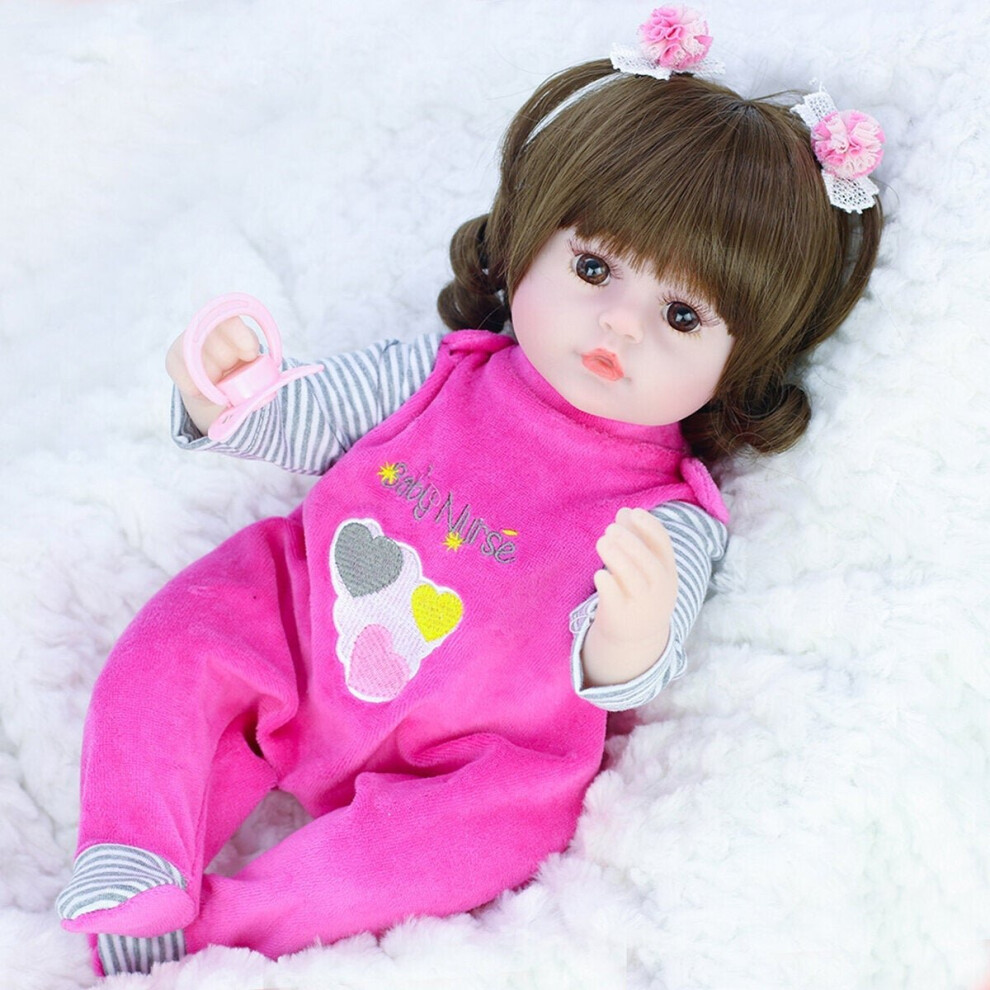 () 42CM Soft Silicone Vinyl Acrylic Eye Rotatable Limbs Cute Lifelike Realistic Reborn Baby Doll Toy for Kids Gift