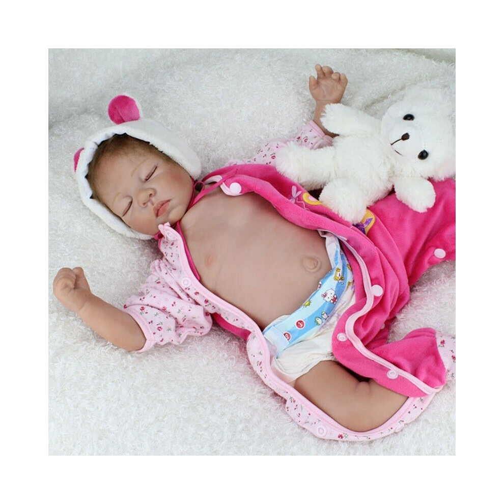 22'' Handicraft Cute Realistic Reborn Newborn Baby Happy Boy Dolls Silicone Toys