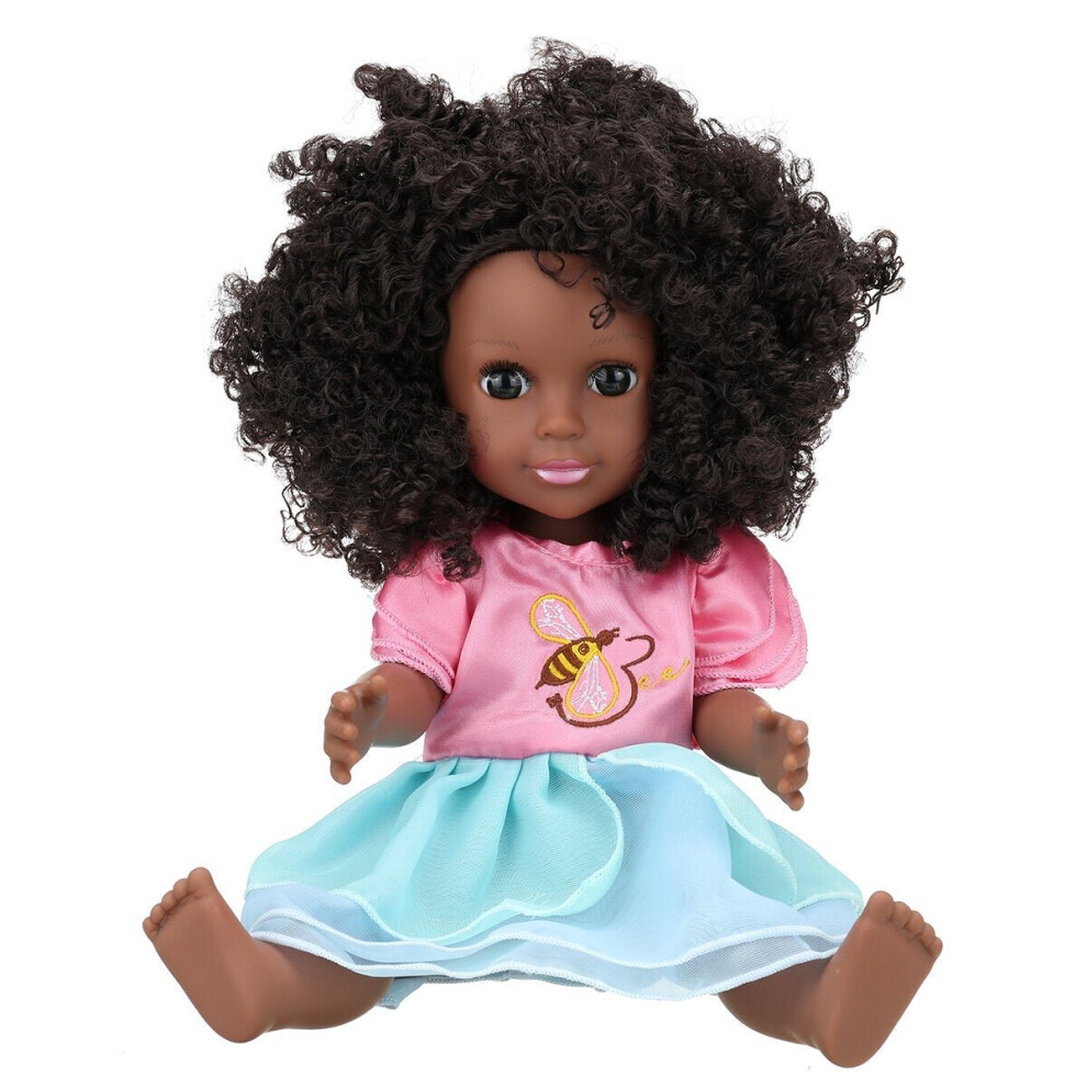 () 35CM Simulation Vinyl African Black Lifelike Realistic Reborn Baby Doll Toy with Clothes for Kids Birthday Christmas Gift