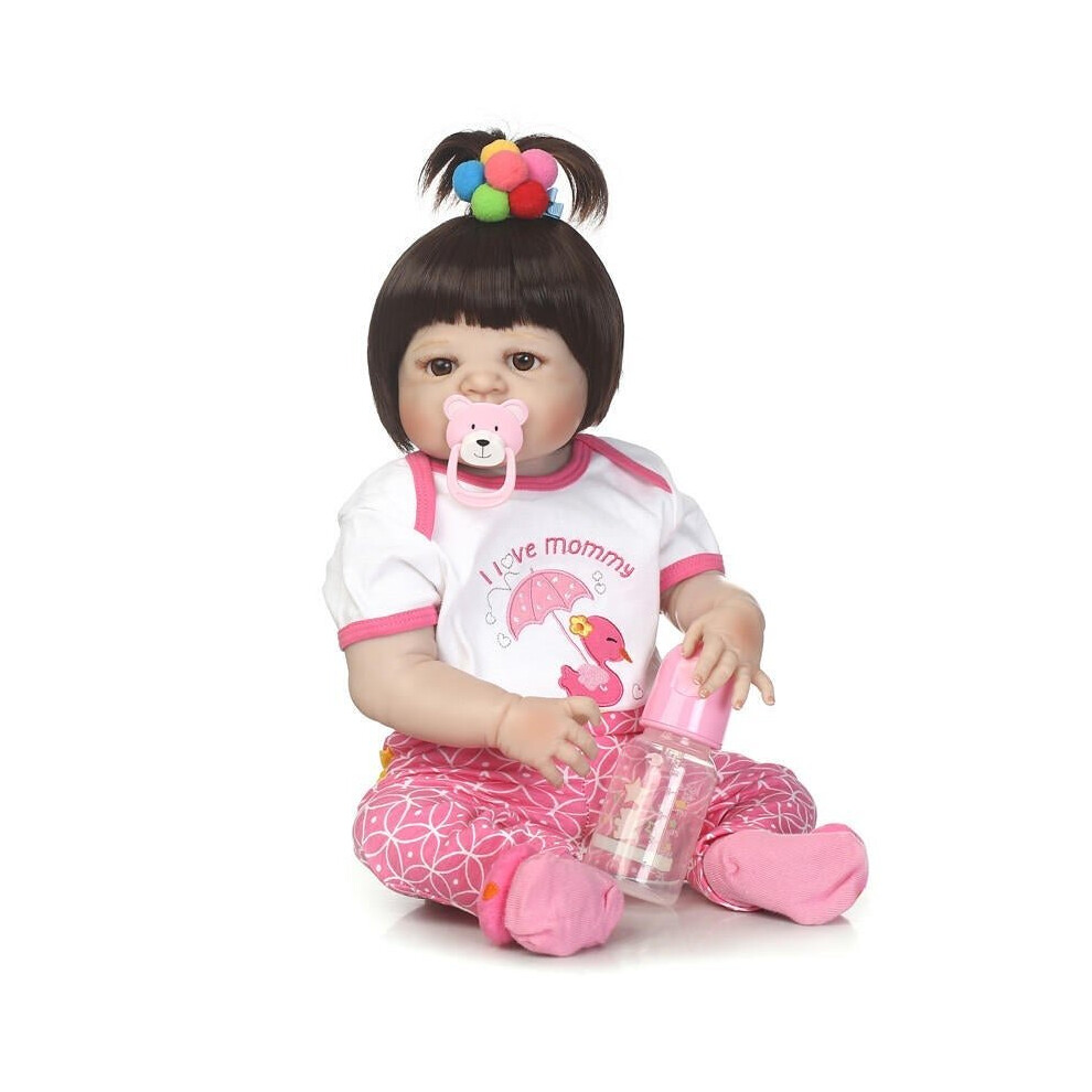 23inch Soft Cloth Body Silicone Reborn Lifelike Baby Doll Girl Bebe Alive Christmas Gift