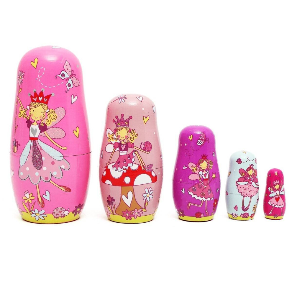 5pcs/Set Wooden Angel Fairy Russian Babushka Matryoshka Nesting Dolls