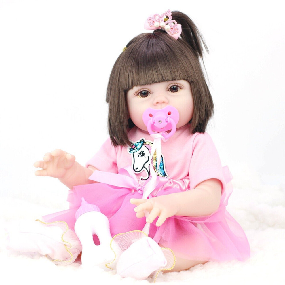 () 53CM Cute Soft Silicone Vinyl Lifelike Realistic Head Moveable Multi-function Reborns Baby Doll Toy