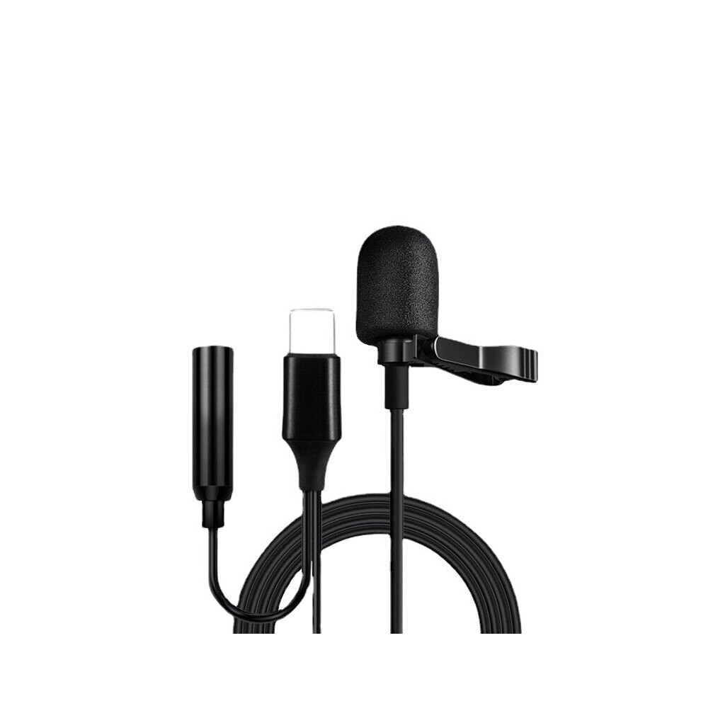 (Type-C) 2 in 1 Type-C 3.5mm with Noise Reduction Recording Lavalier Microphone for Interview Vlog Live Broadcast