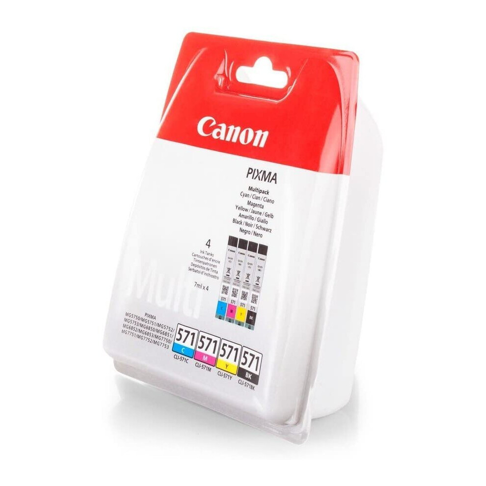 Canon CLI-571 Multipack Ink Cartridges Black, Cyan, Magenta, Yellow ? Ink Cartridges (Black, Cyan, Magenta, Yellow, Pixma MG575x, MG685x, MG775x,