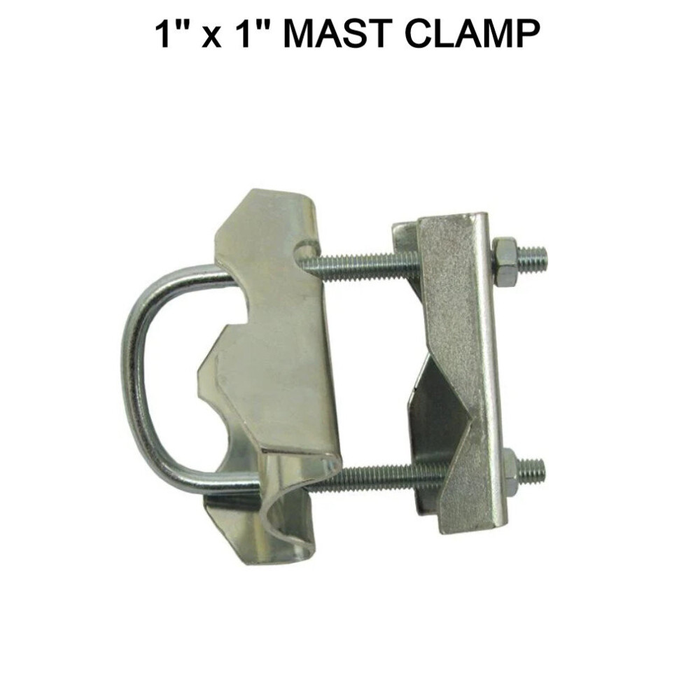 (1'' x 1'' Mast Clamp) Mast Pole Clamps for TV Arial FM DAB Satellite With U Bolt Various Sizes