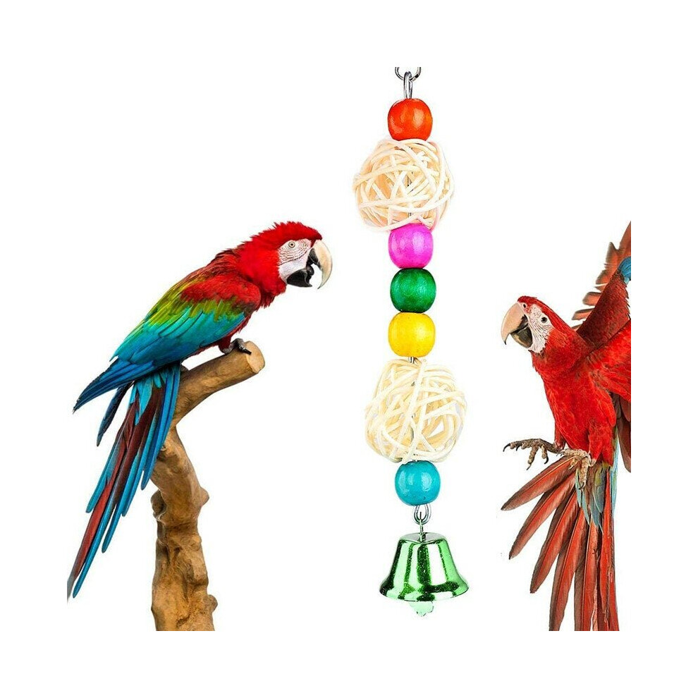 10 Pack Bird Cage Toys for Parrots Reliable & Chewable - Swing Hanging Chewing Bite Bridge Wooden Beads Ball Bell Toys