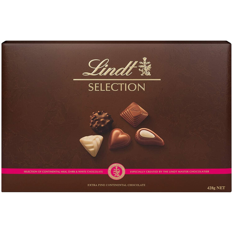 Lindt Selection Chocolate Box - 40 Pralines, 427 g - The Perfect Gift of Milk, White and Dark Chocolate