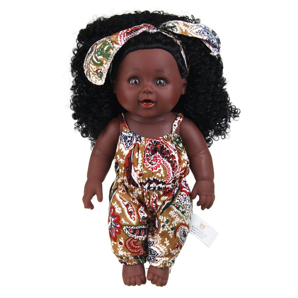 () 30CM Silicone Vinyl African Girl Realistic Reborn Lifelike Newborn Baby Doll Toy with 360 Moveable Head Arms and Legs for Kids Gift-image-OPC-P925G8T-NEW
