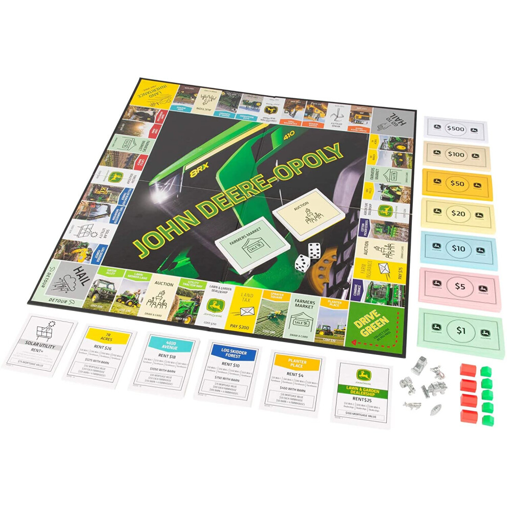 John Deere-Opoly Board Game, Family Games, Fun for Adults and Children, Family Kids Board Game, Suitable for Children 8 Years+