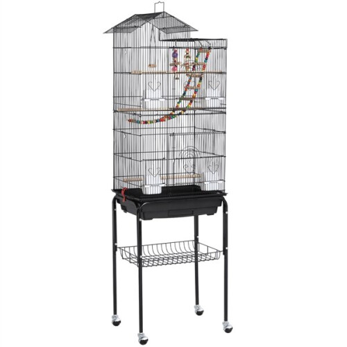 (Black) Yaheetech Large Roof Top Parrot Cage Bird Cage on OnBuy - High Roof Parrot Cages