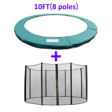 (10FT - 8 Pole, Green) Greenbay Trampoline Replacement Safety Spring Cover Padding Pads + Safety Net Enclosure Surround Bundle